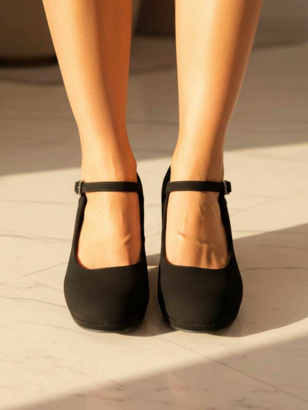 NWT Pazzle Black Ankle Strap Platform Mary Jane Heels - Picture 7 of 8